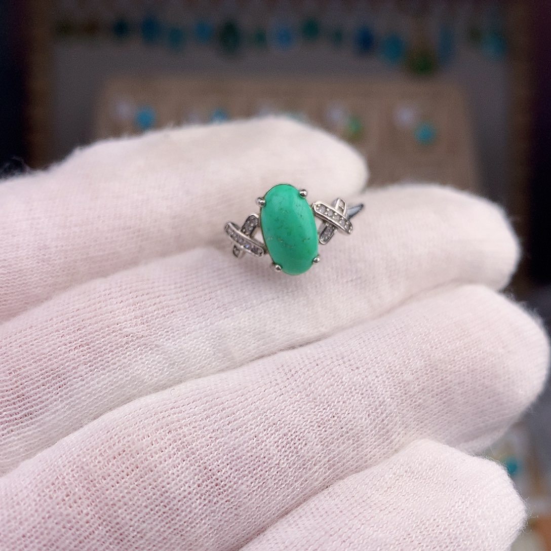 绿松石戒指银S925镶嵌