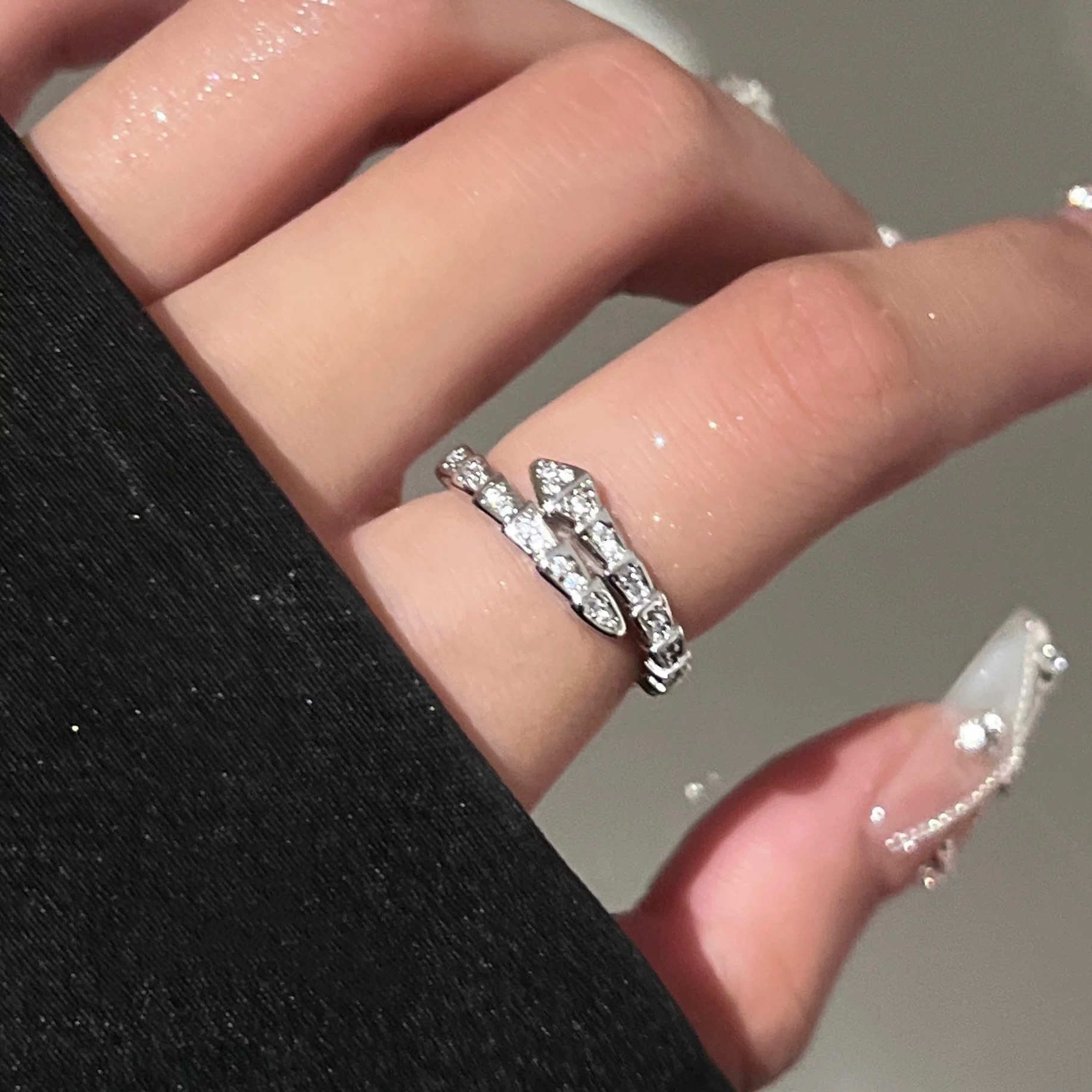 钛钢戒指 开口灵蛇戒指240