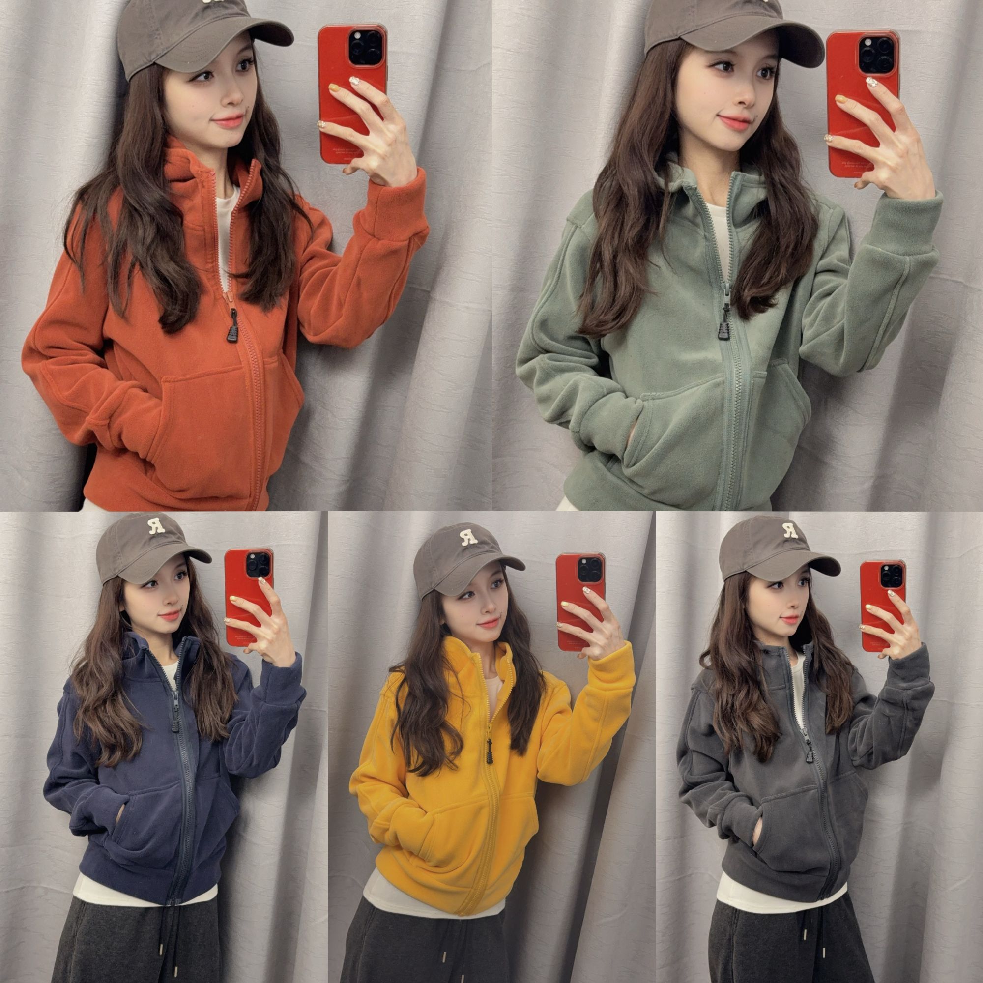 【运补6-8元】加绒加厚双面奥粒绒连帽外套女百搭休闲设计开衫上衣