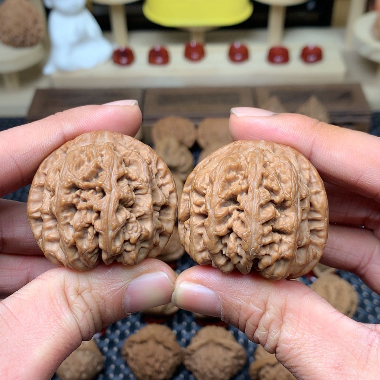 【闪购商品】文玩核桃把件全品平谷大粗筋45文玩核桃