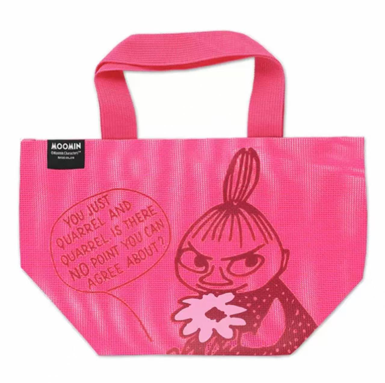 A36 日系姆明网纱包卡通可爱亚美大号玫红手提包洗漱包