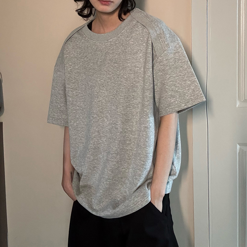 A+空气层短袖t恤男女同款运动休闲夏季宽松灰色圆领半袖春夏体恤