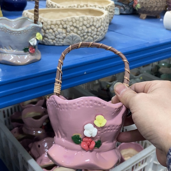 陶瓷花盆单场满9.9发10*8粉