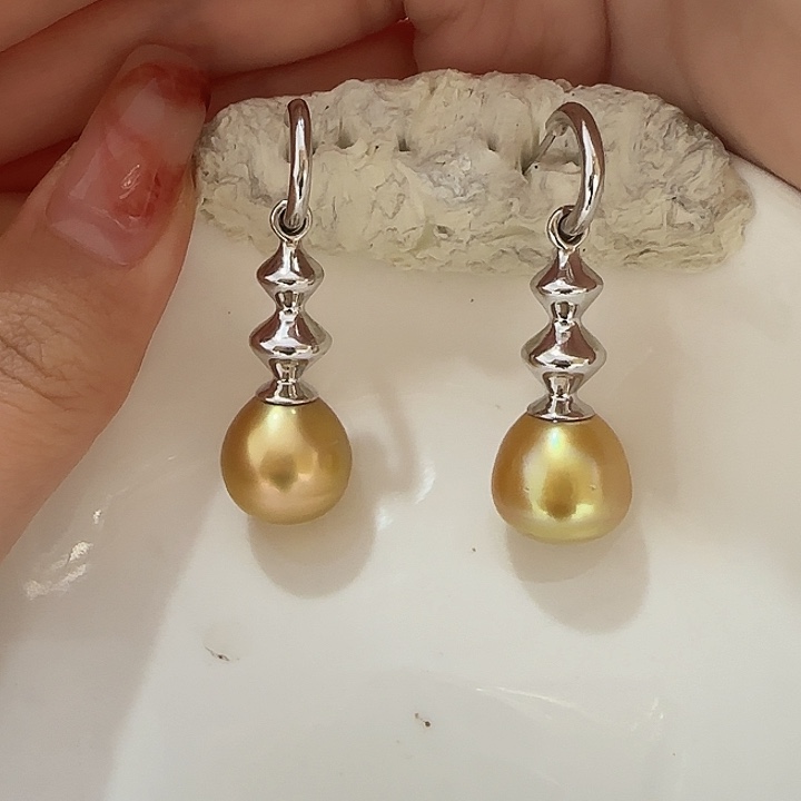 海水珍珠耳饰银S925镶嵌