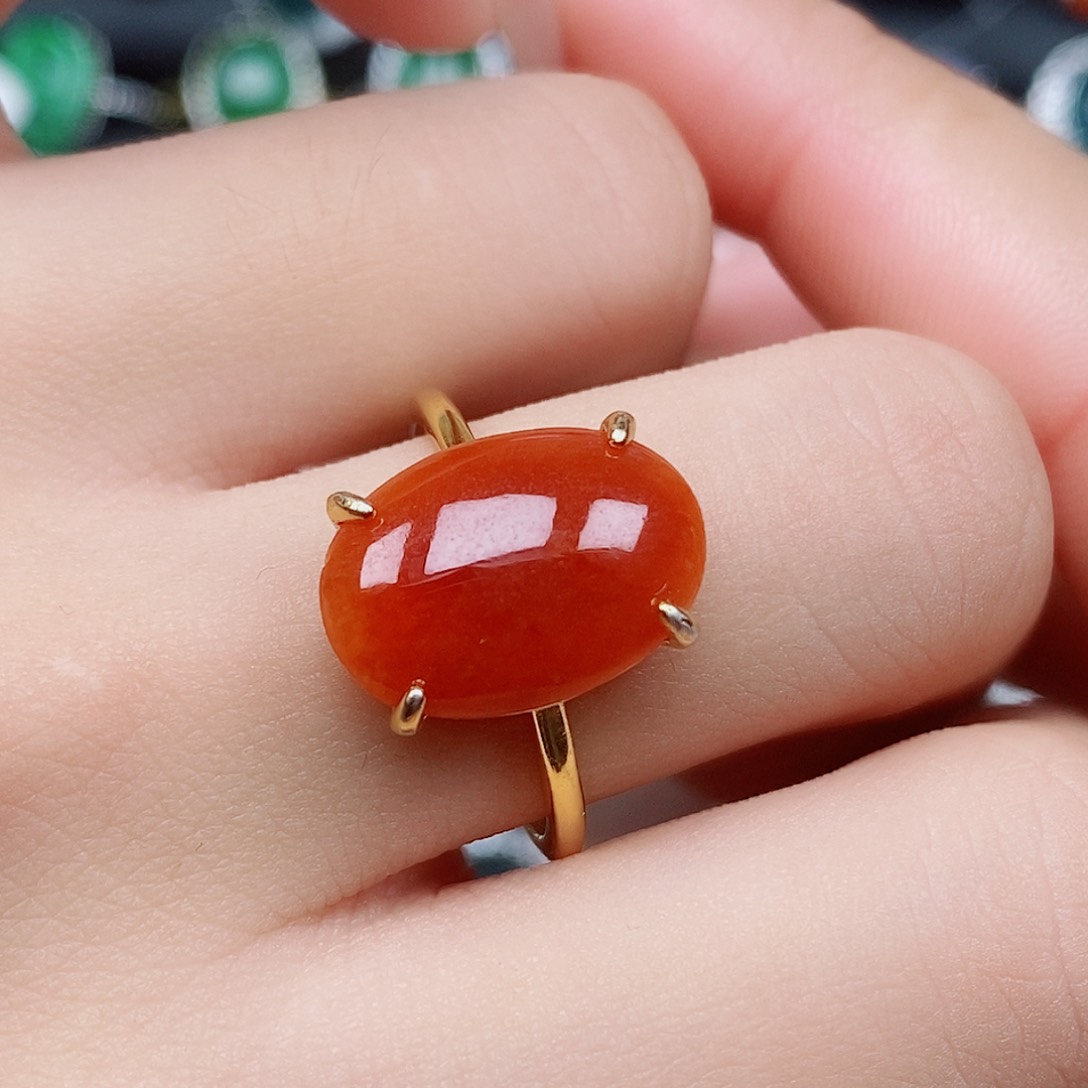 翡翠戒指银S925镶嵌落**声戒指