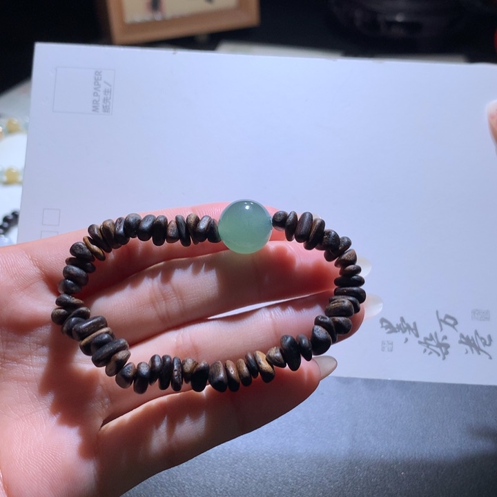 翡翠散珠橄榄绿珠珠卡13