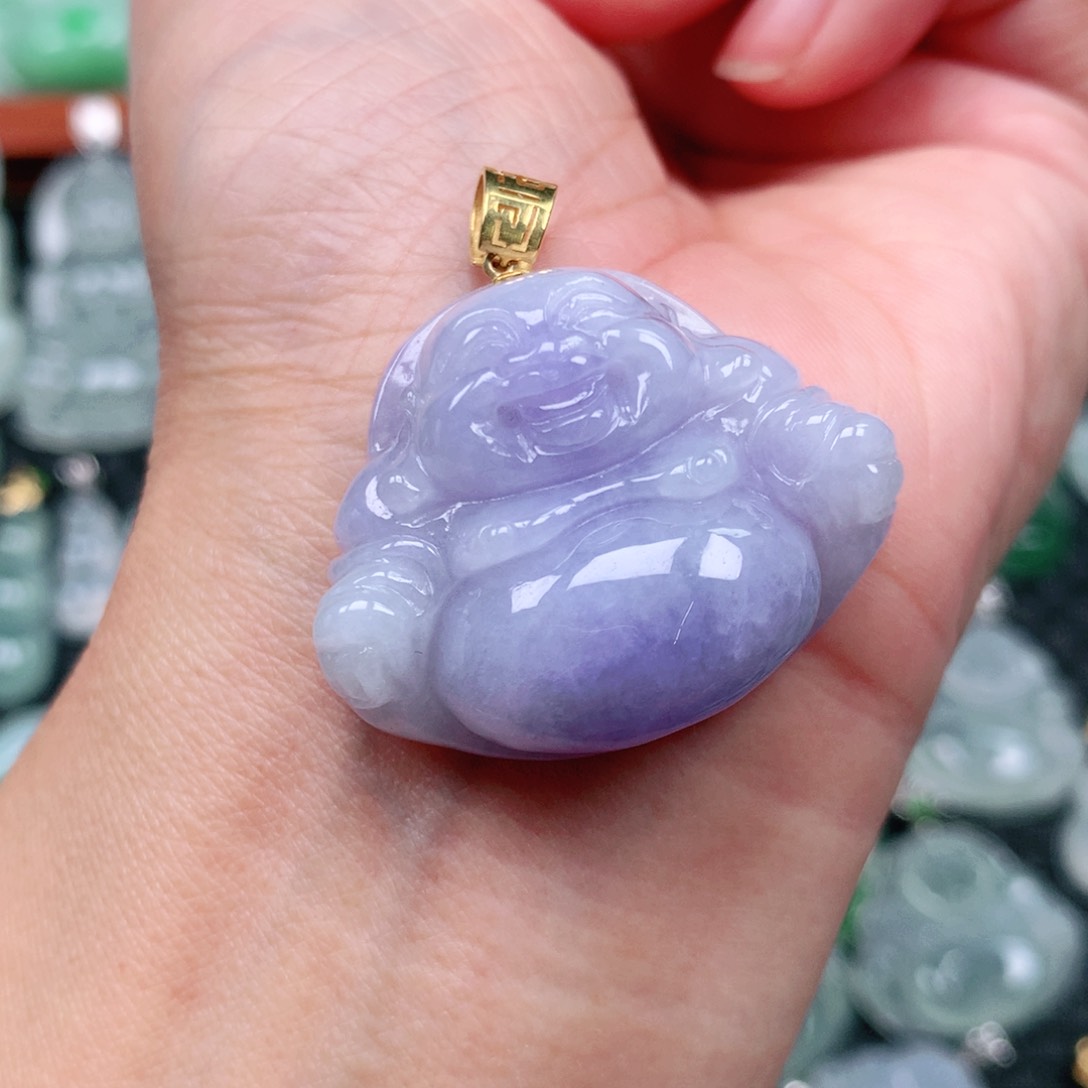 翡翠吊坠(不含链)18K金镶嵌