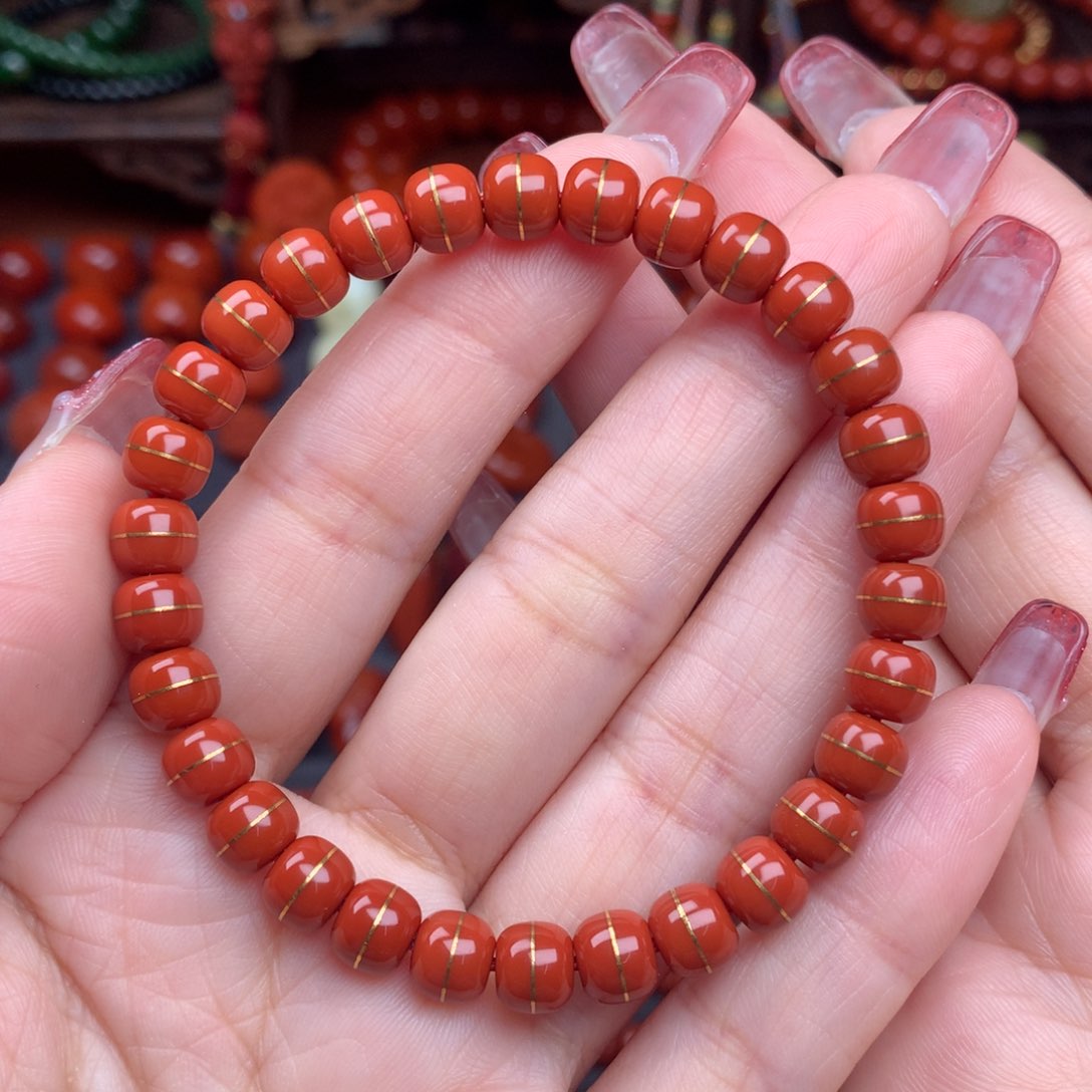 南红玛瑙精工老型手串未镶嵌6.7