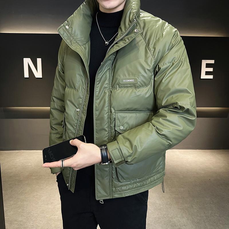 皮羽绒服男士冬季新款男装潮牌短款冬装加厚立领外套男款羽绒衣男