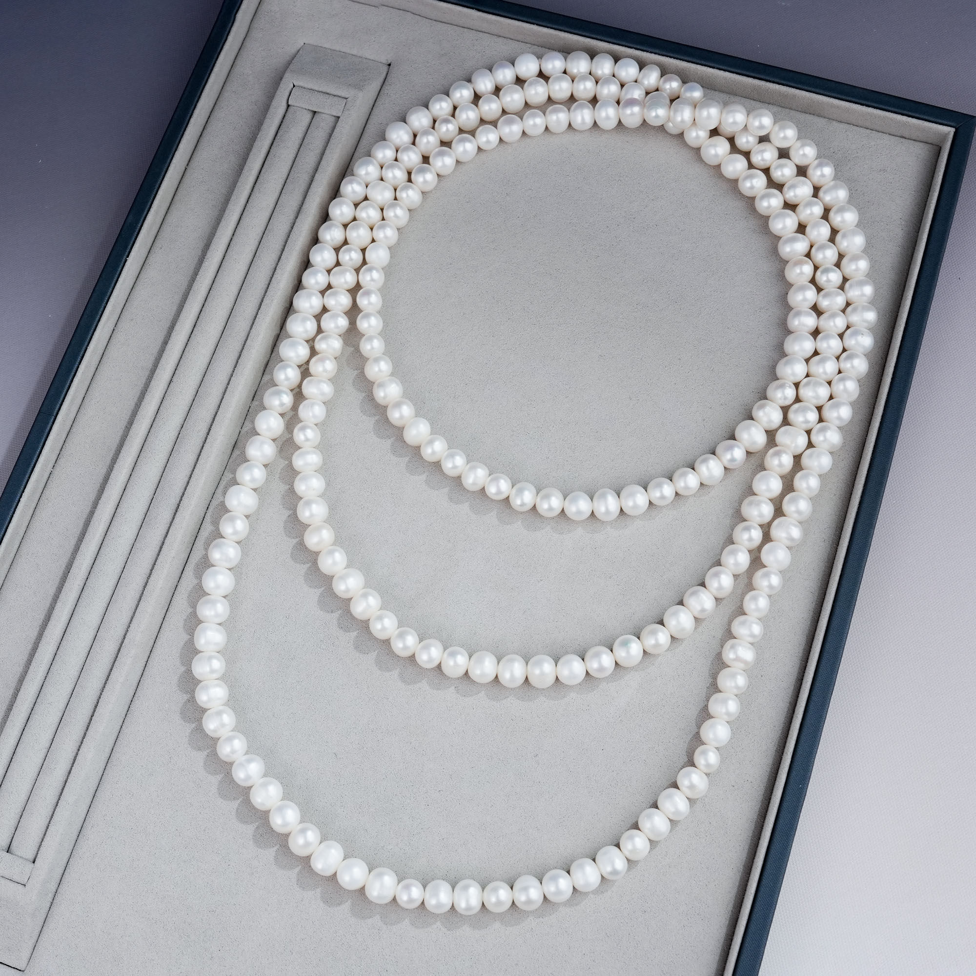 8-9mm 繁绮 A343 无核珍珠项链毛衣链气质 百搭长款