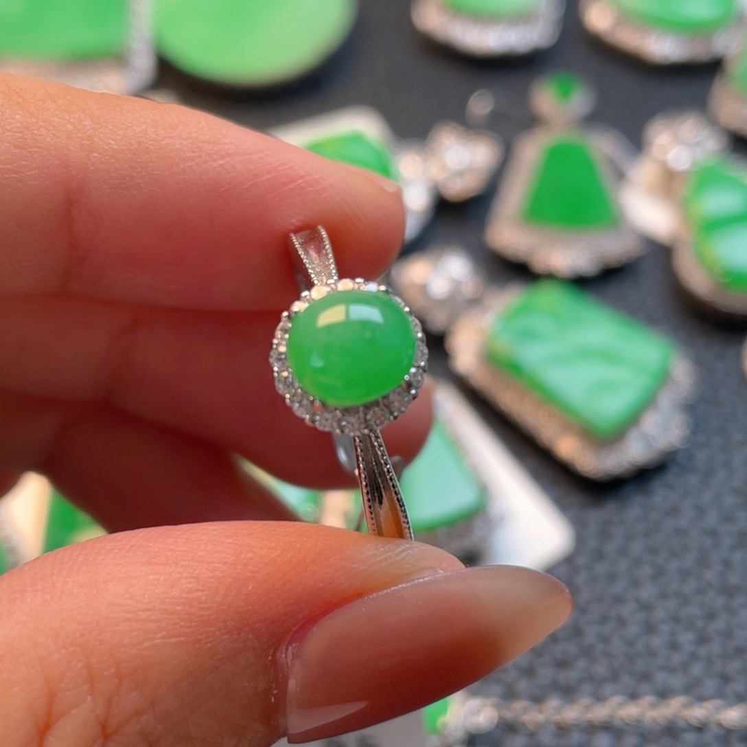 翡翠银S925镶嵌吊坠(不含链)戒指