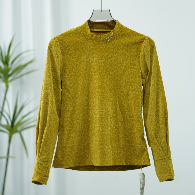 【诗M】S486-5   女装春秋保暖丝绒上衣蜂蜡色2505676