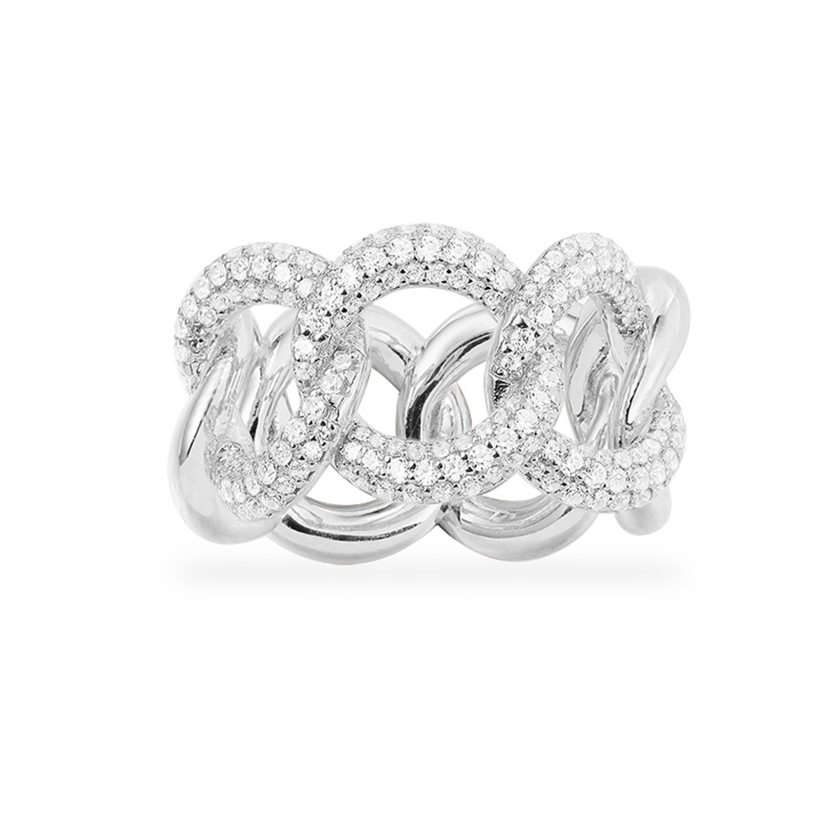 APM Monaco 925银合成锆石戒指 大号锁链戒指-银白色A19615OX