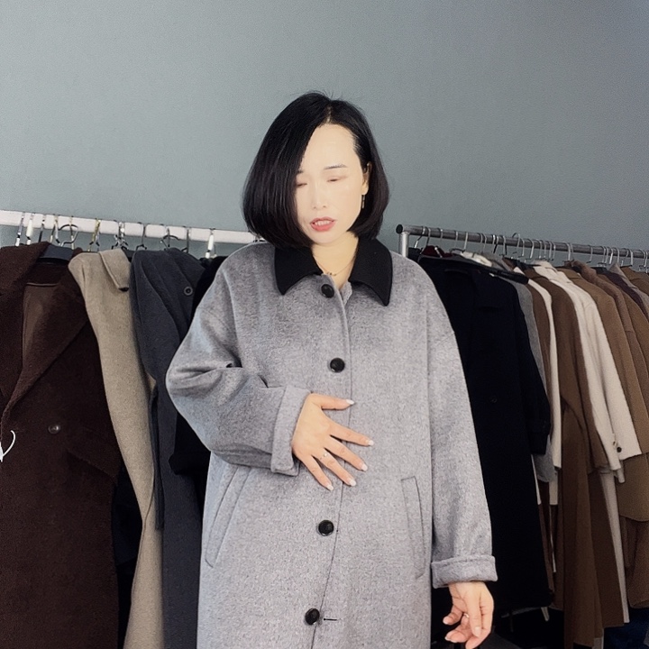 双面呢大衣S码灰色