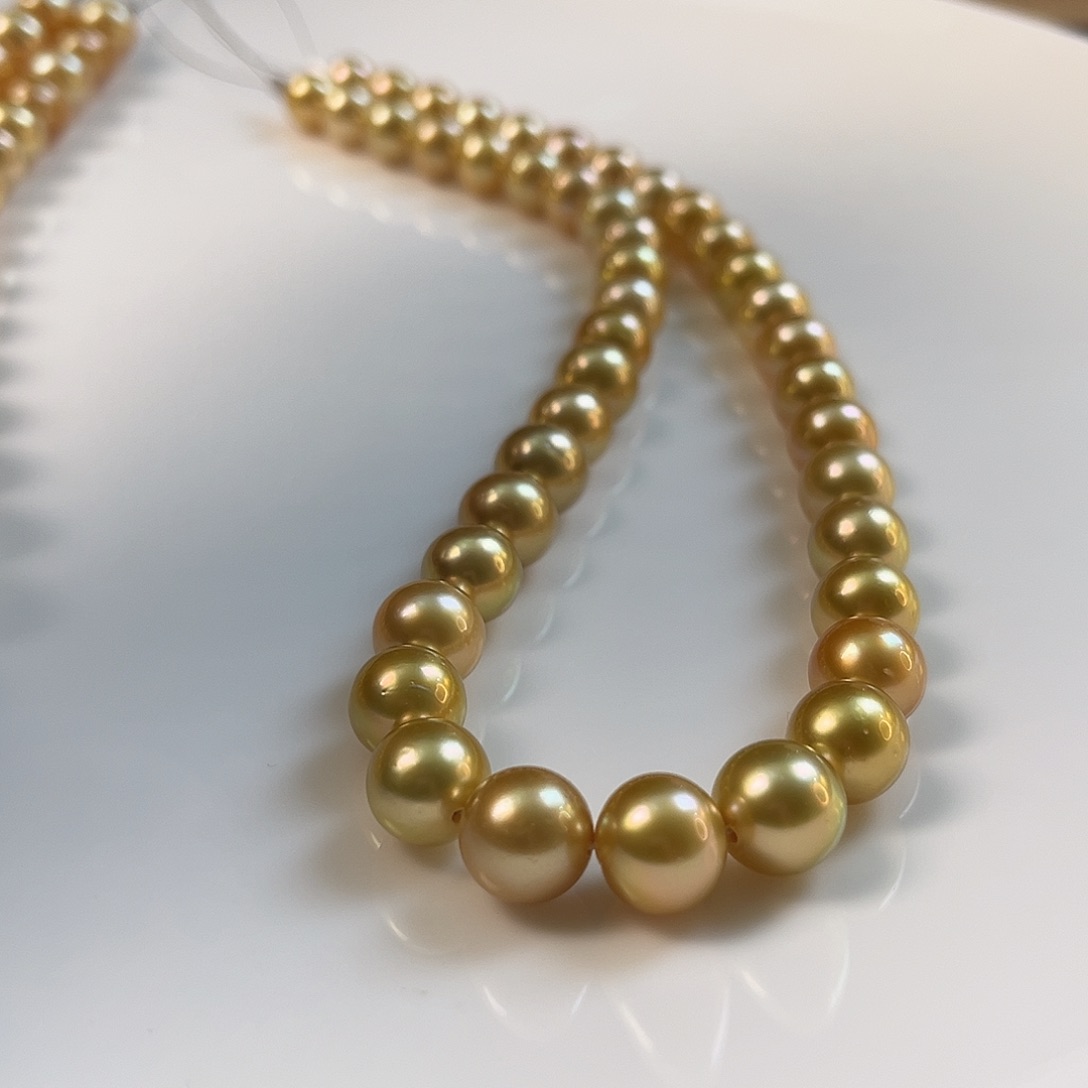 颈饰银S925镶嵌海水珍珠茶金9-11