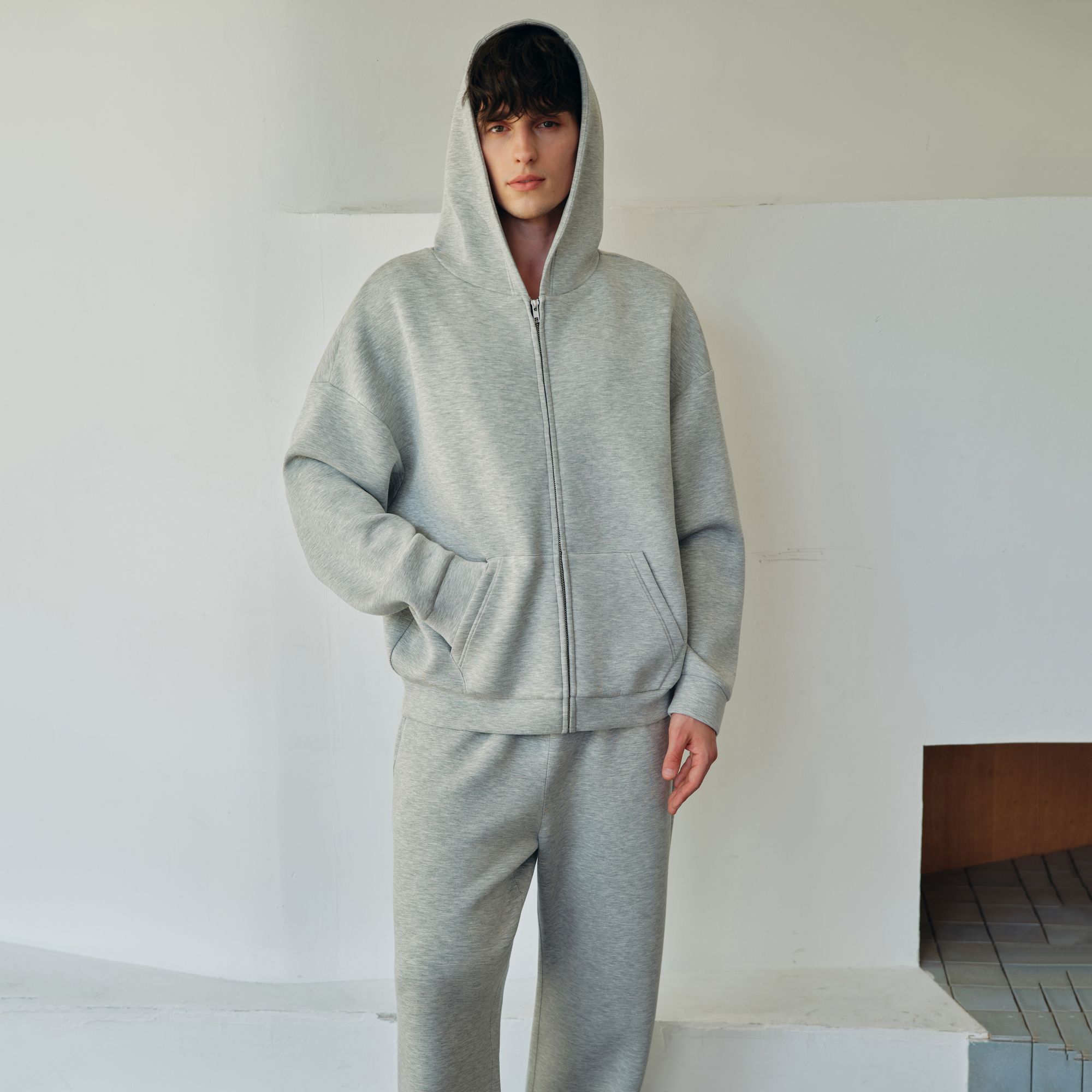 haonanhuang 优质太空棉拉链带帽松弛感遛狗卫衣外套