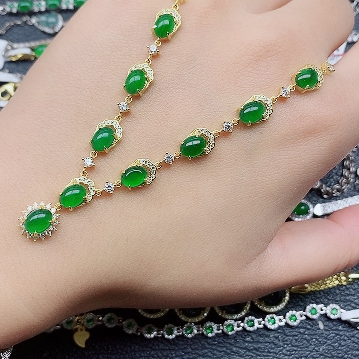 银S925镶嵌戒指翡翠微*