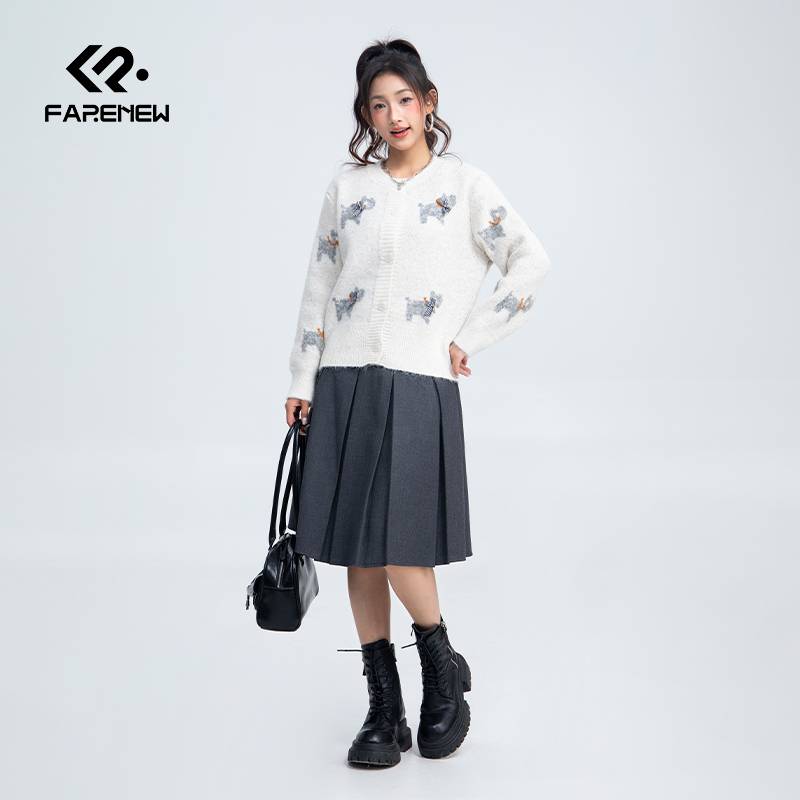 凡人优品针织韩系慵懒风女装毛针织衫学院风日系狗A226