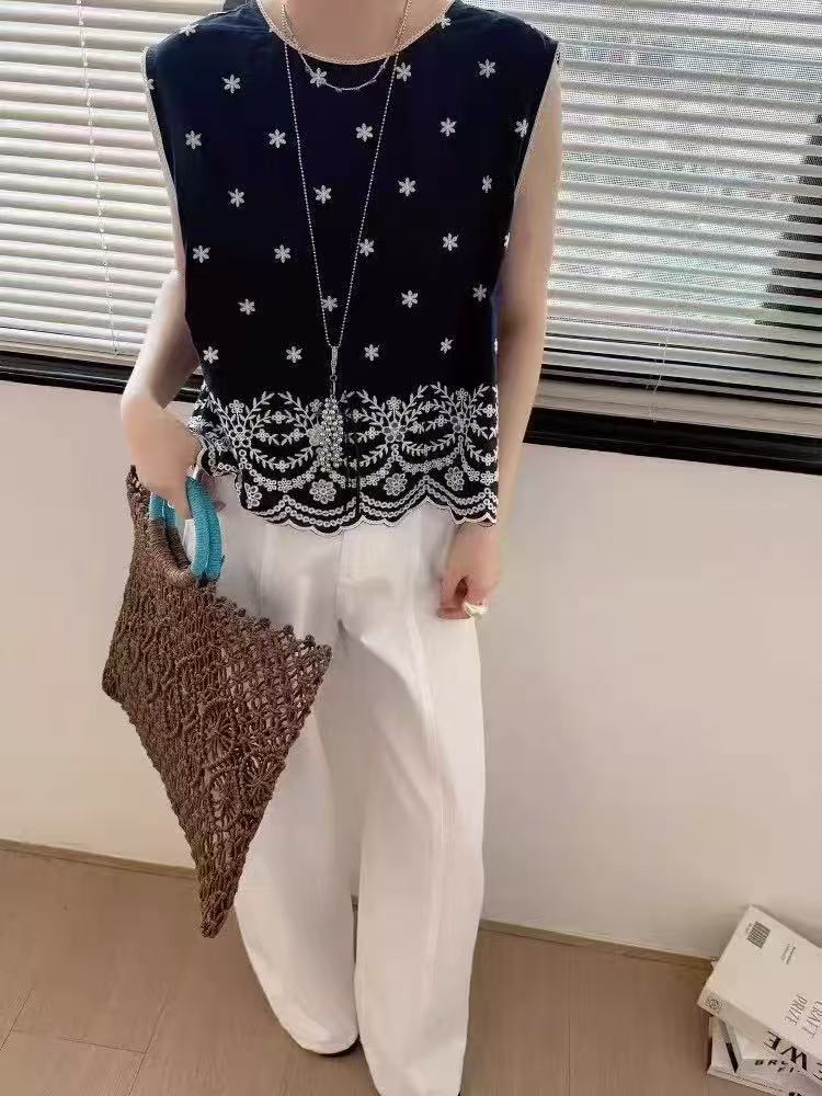 【竹三店】3103无袖圆领星空小衫