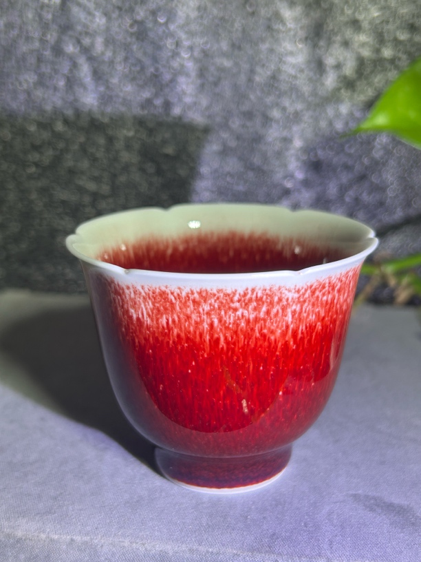 景德镇玉郎亭柴窑花口闻香杯