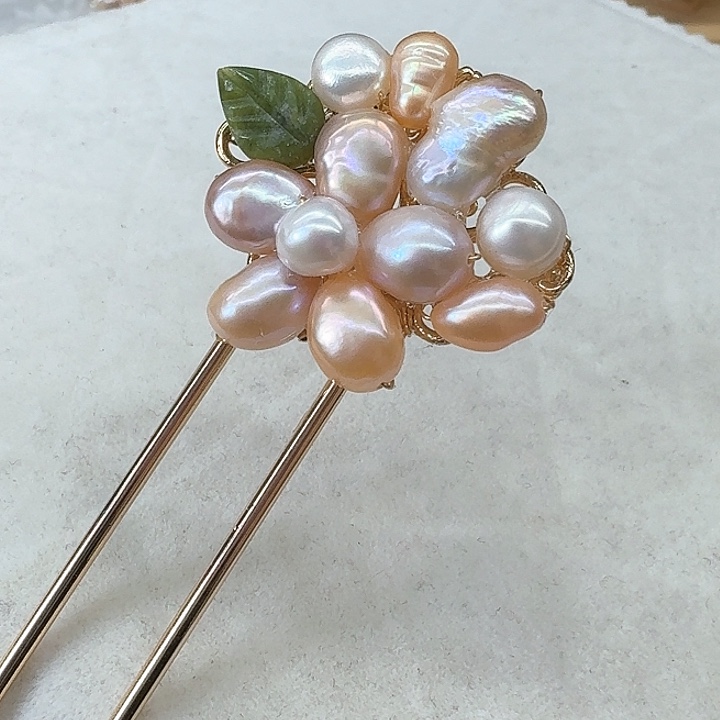 淡水珍珠发饰银S925镶嵌