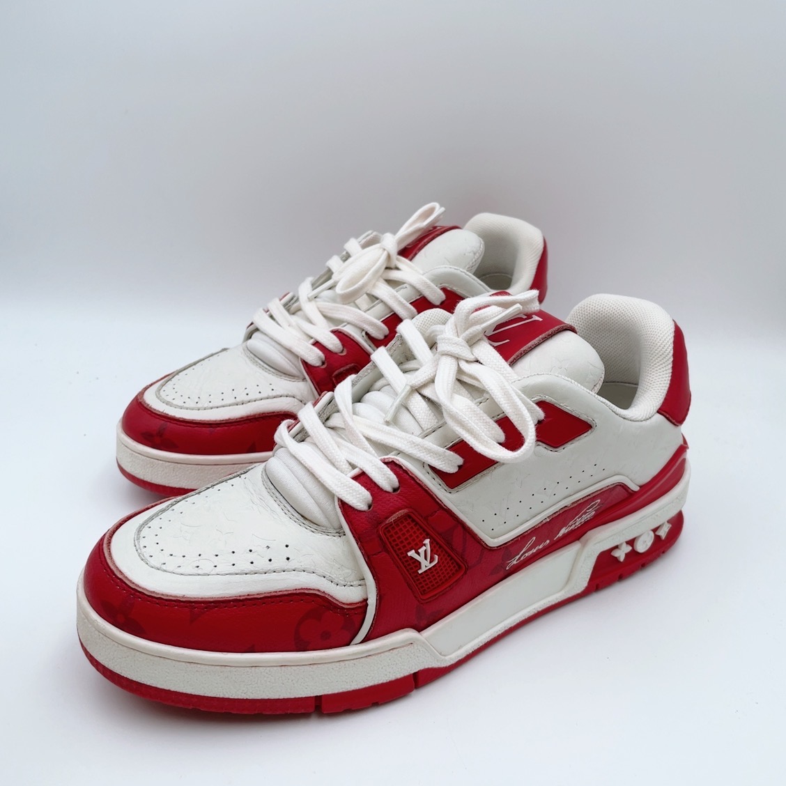 95新 LouisVuitton/路易威登 38码白红trainer板鞋my736