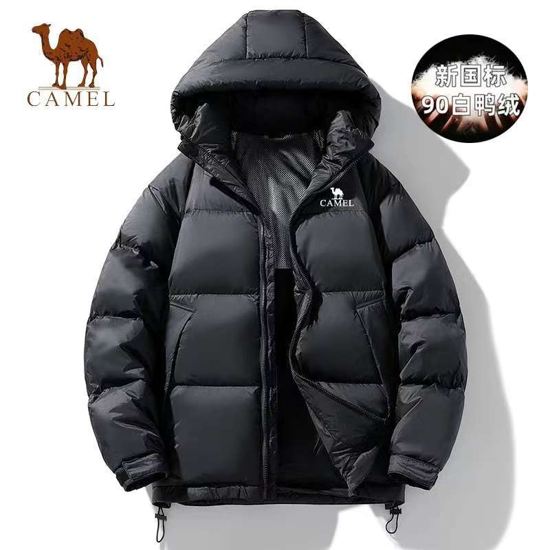 骆驼街户外棉服冬季加厚连帽防风休闲保暖面包服情侣棉衣白鸭绒