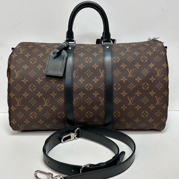99新 LouisVuitton/路易威登 棕老花芯片keepall45旅行袋1676