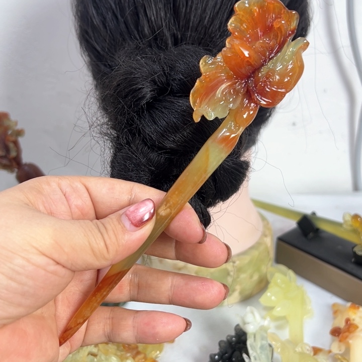 定制蛇纹石玉毛货发饰