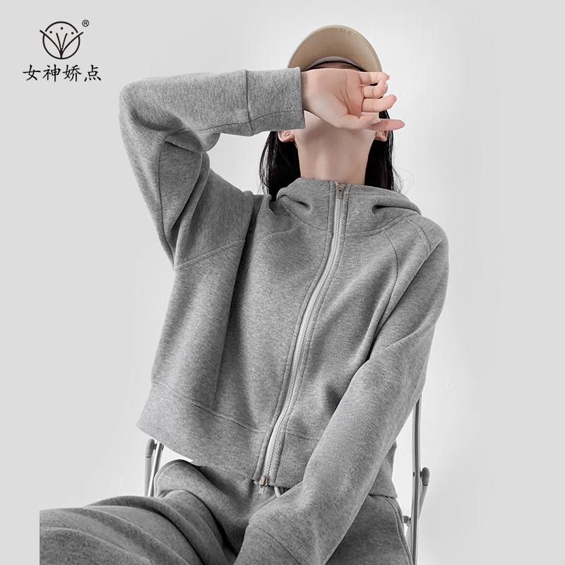 2025年早秋短款卫衣休闲风时尚短外套石墨烯运动秋季开衫百搭上衣