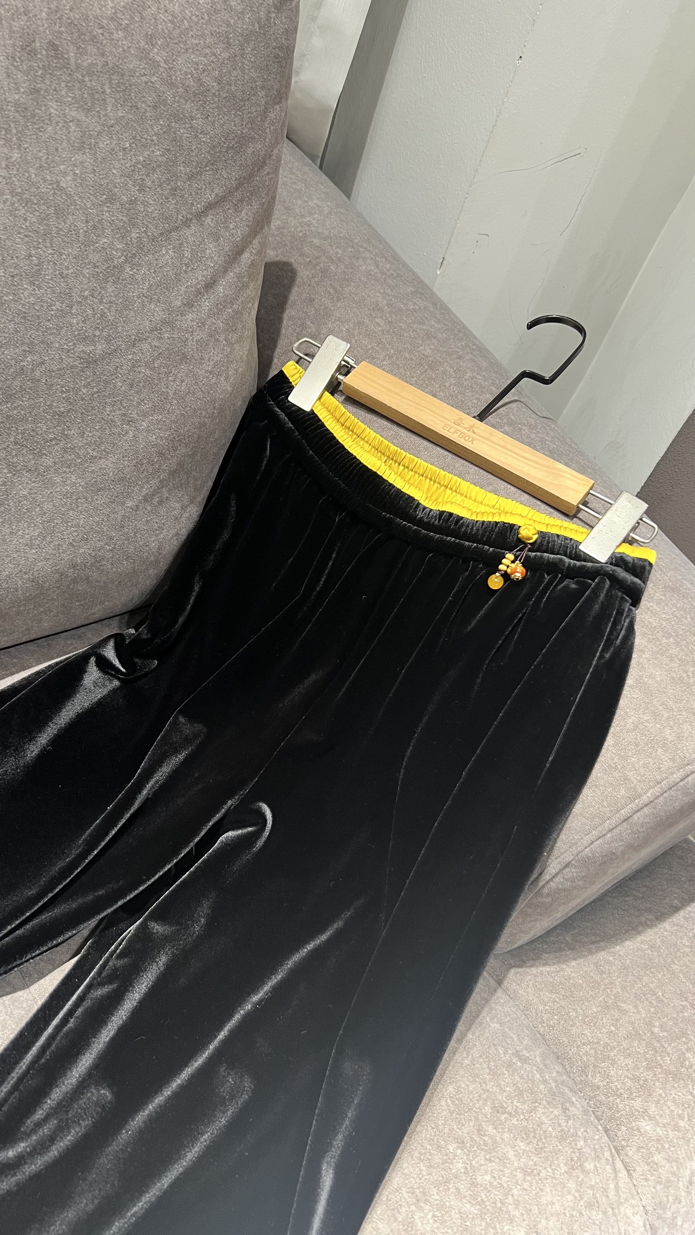 秋季高腰新中式气质时尚百搭显瘦宽松垂感休闲裤6022