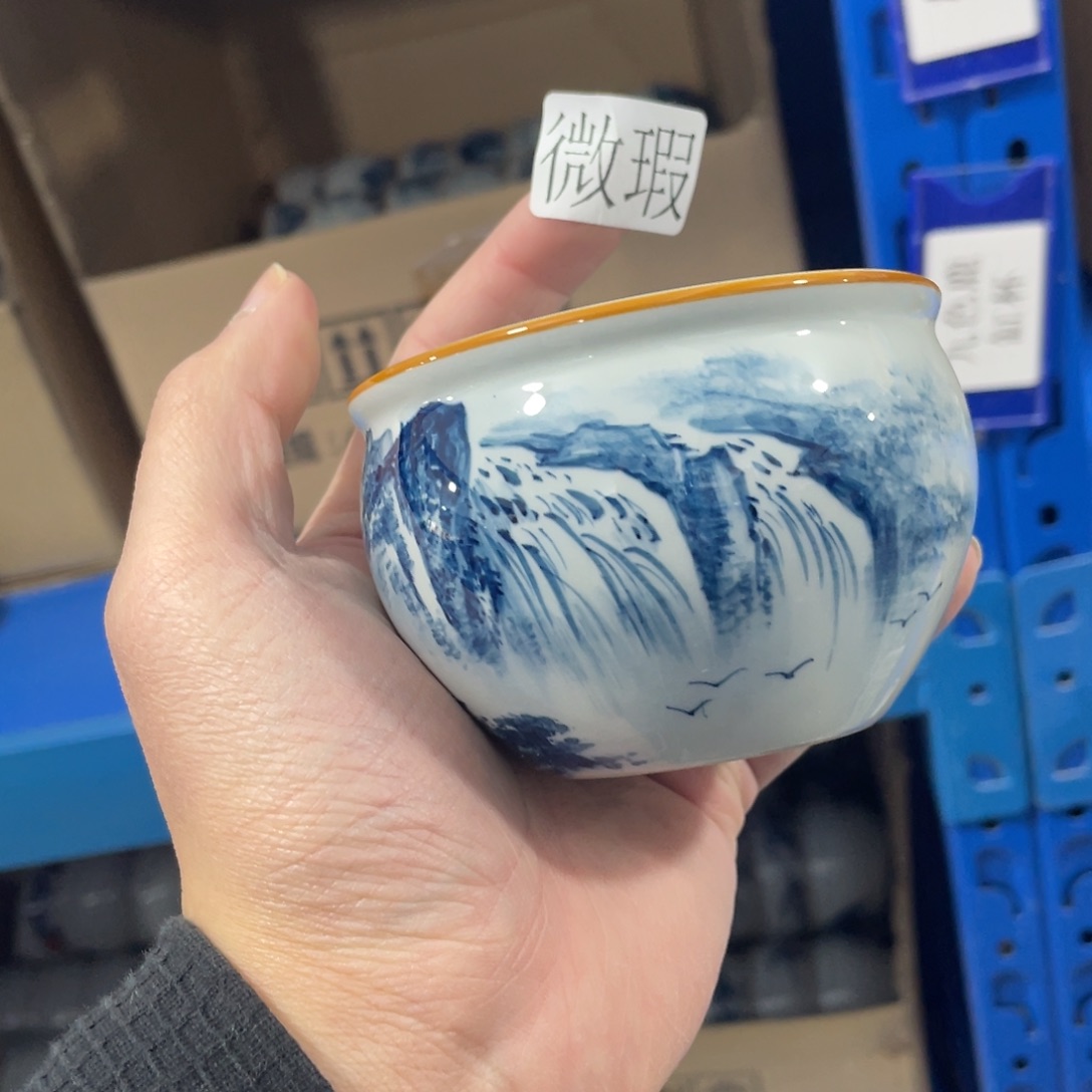 釉下手绘茶具微瑕