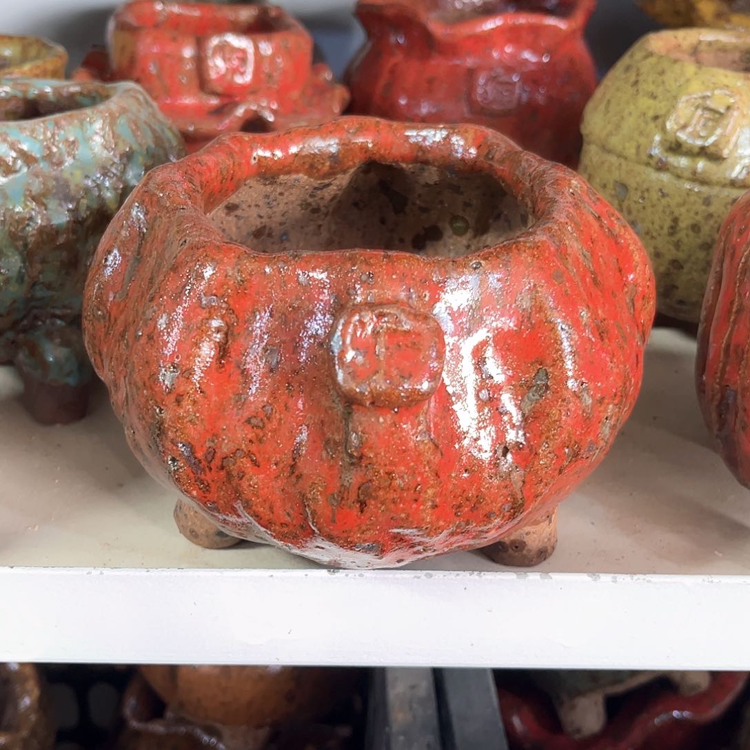 泥塑古镇炻陶花盆