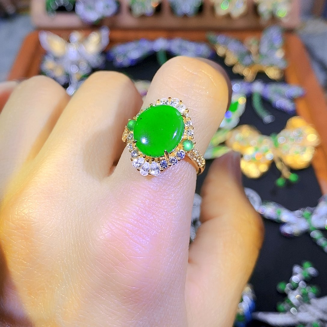 吊坠(不含链)银S925镶嵌翡翠