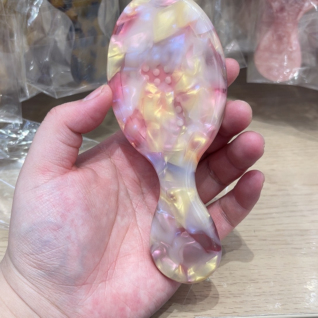 醋酸非金属小号粉金气垫梳