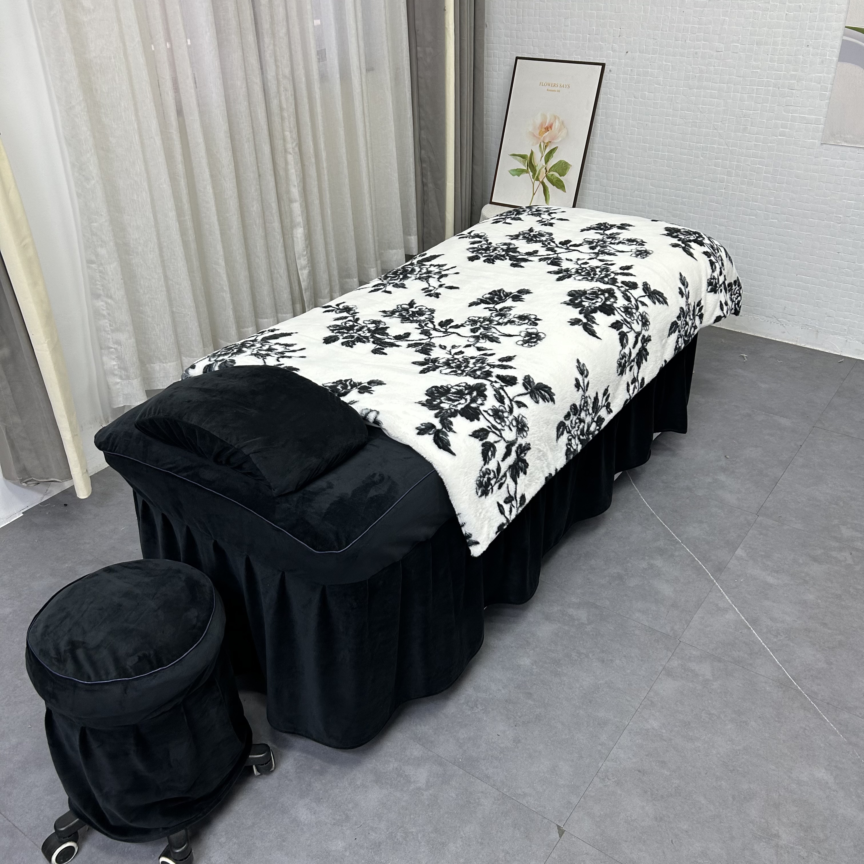 高级感赫本风宝宝绒加厚新款美容四件套高端按摩理疗SPA会所床套