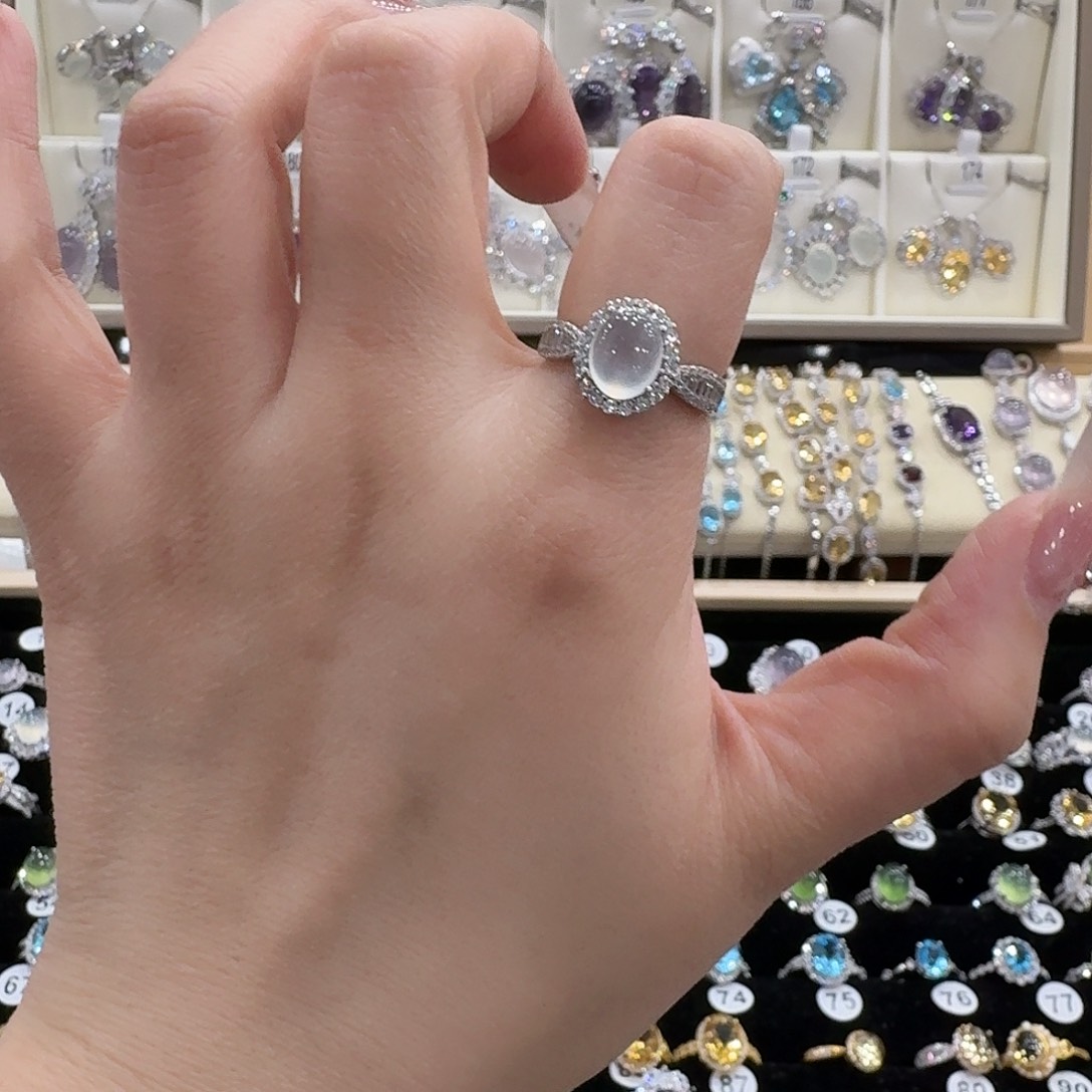 祝***子蛇纹石玉银S925镶嵌戒指