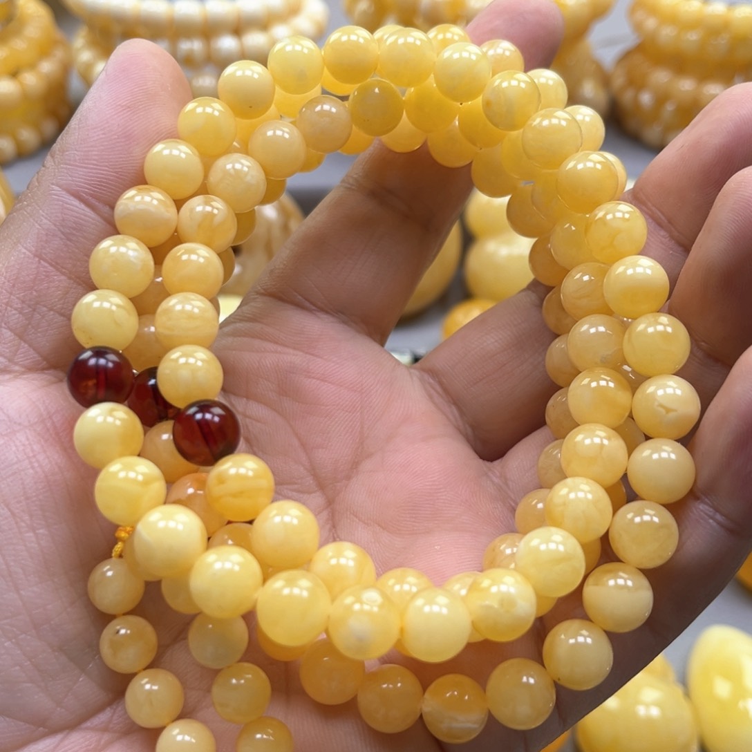 琥珀颈饰未镶嵌项链108颗