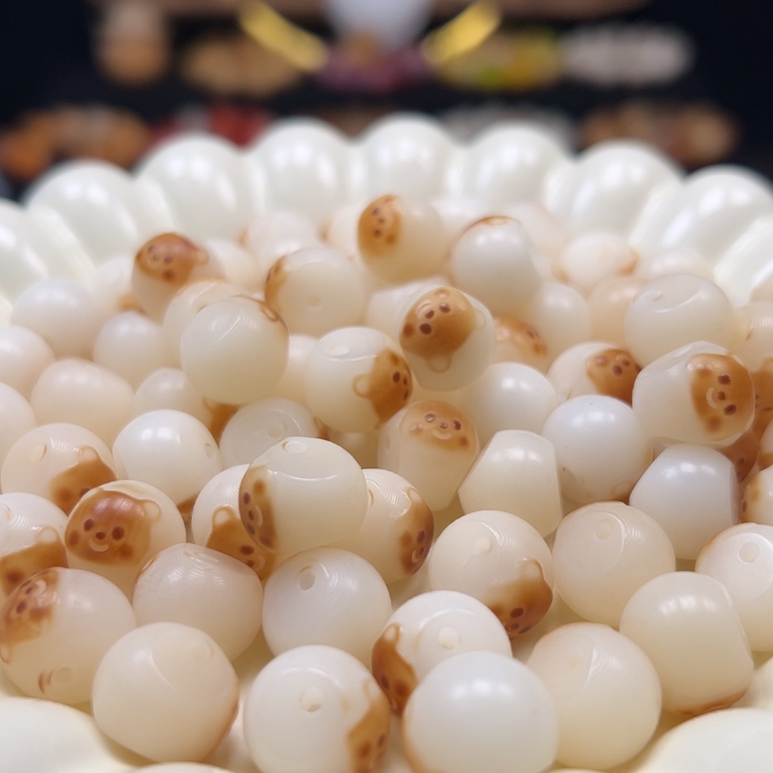 菩提根/象牙果手串卡13炭烧小熊山竹100颗