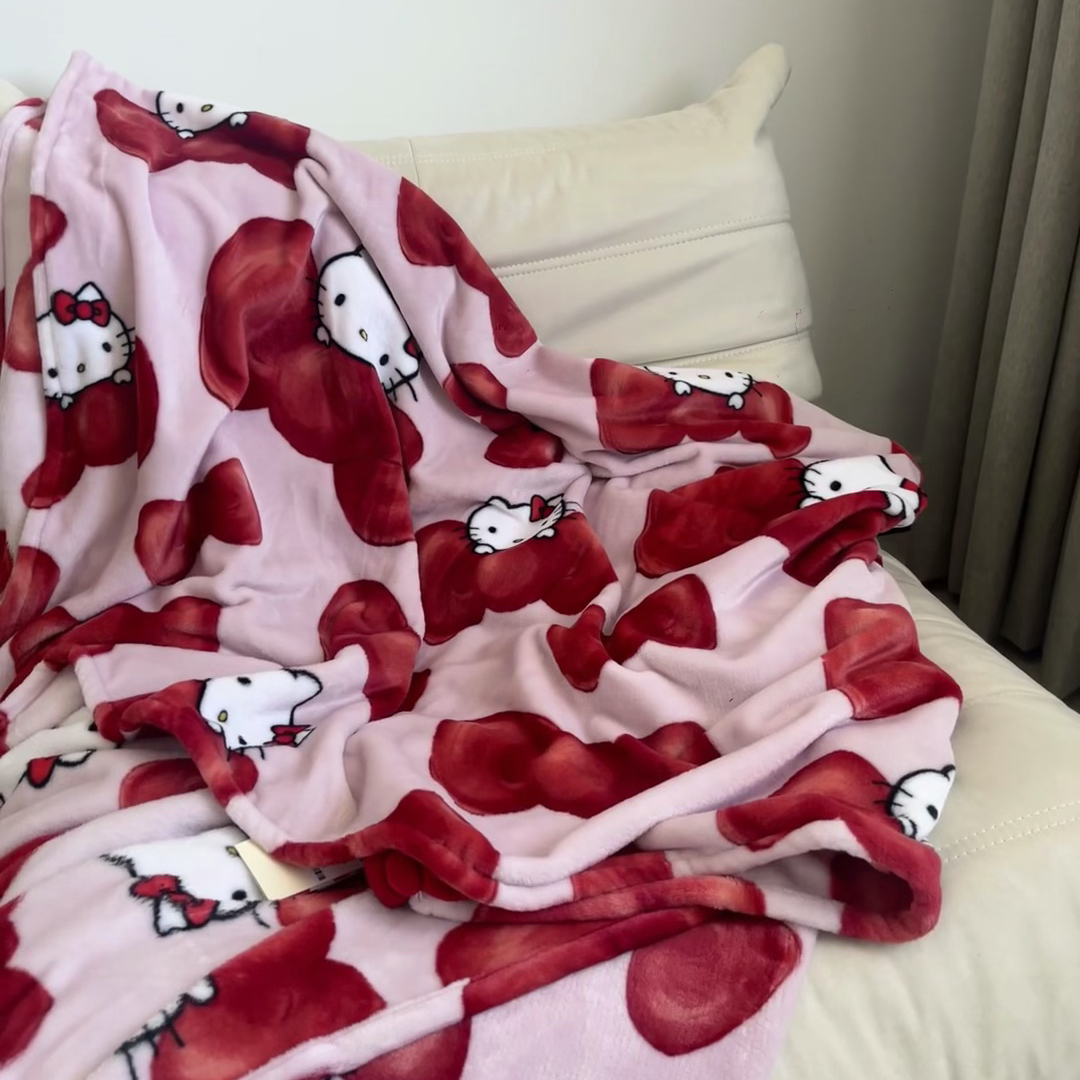 重磅法兰绒HELLO KT一米五宽两米长尺寸盖毯