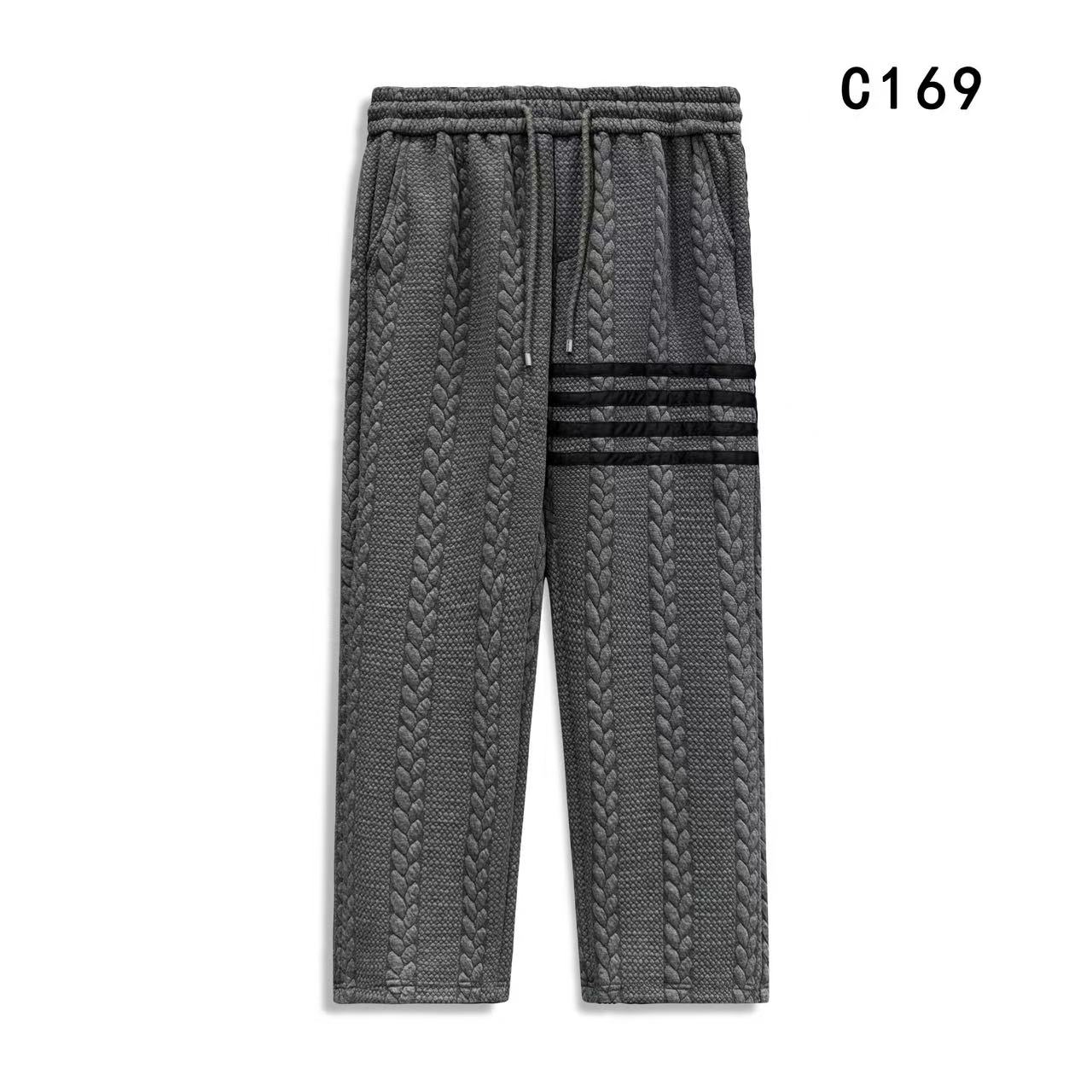 C169-（九）秋季新款休闲裤街头阔腿长裤潮流直筒裤刺绣贴皮