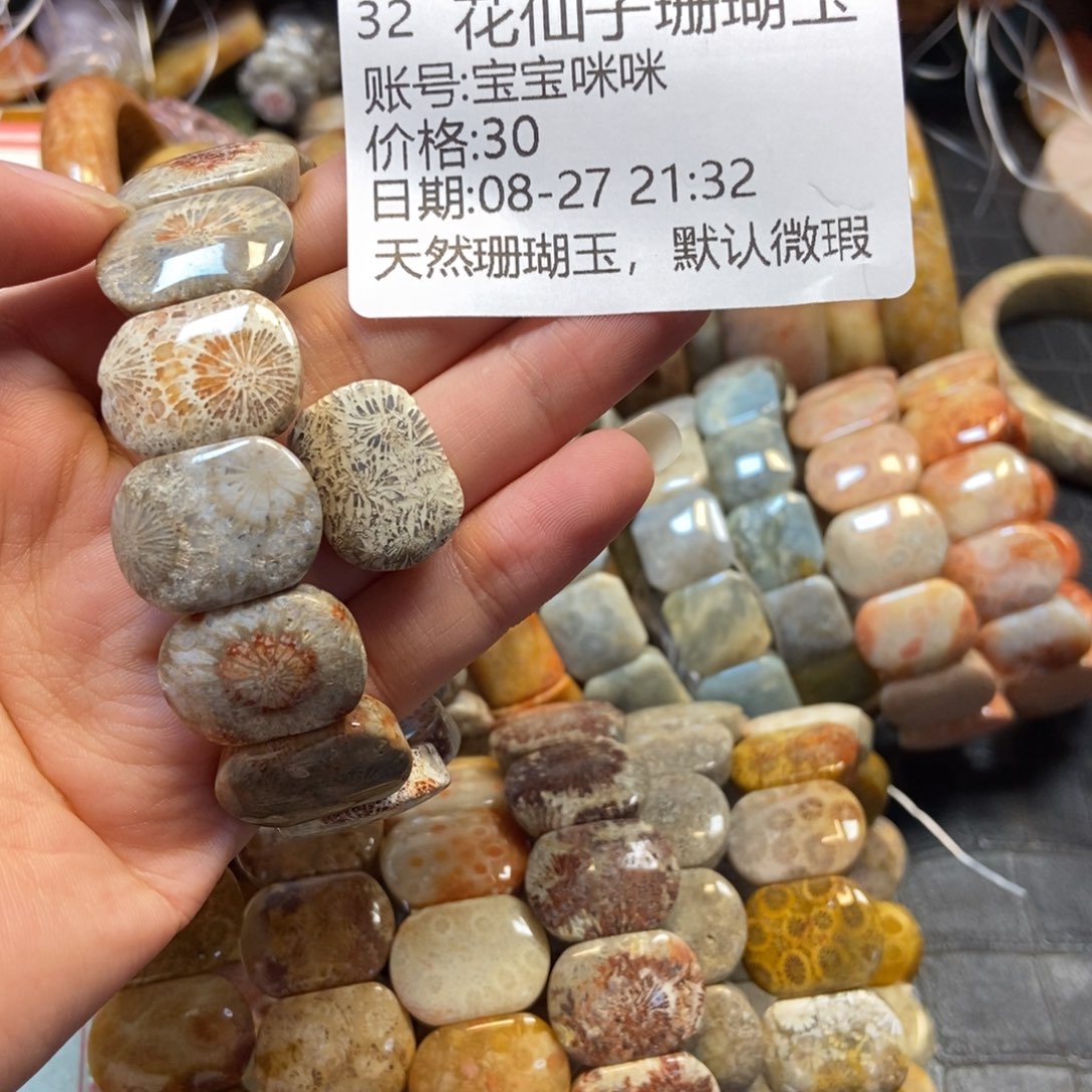 宝***咪未镶嵌硅化珊瑚（珊瑚玉）珠宝半成品32