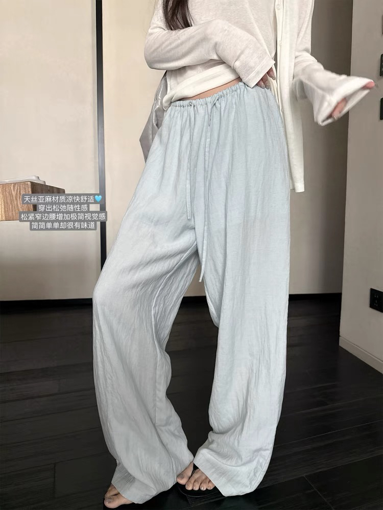 w11-抖抖裤&凉感天丝亚麻松紧腰松弛感宽松阔腿裤长裤夏