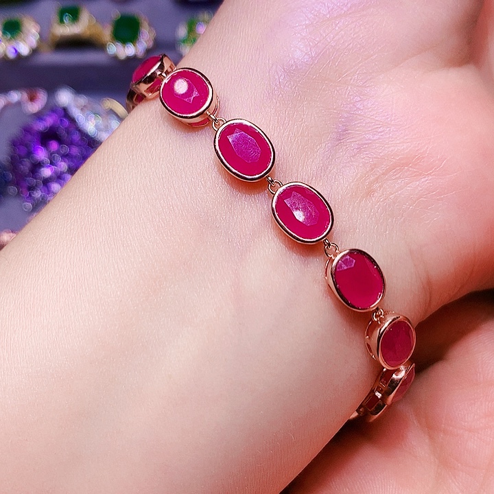 手链红宝石银S925镶嵌