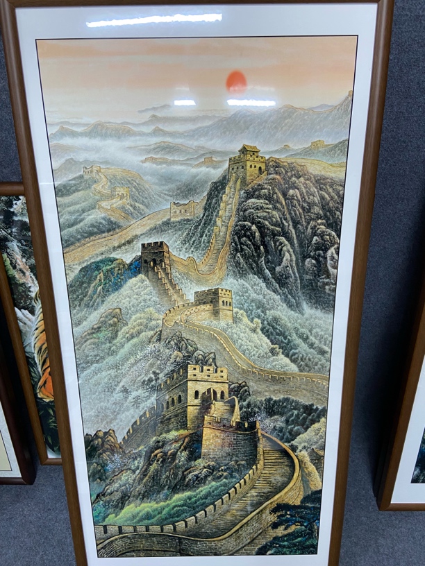A167《万里长城》110*55装饰画木框居室挂画