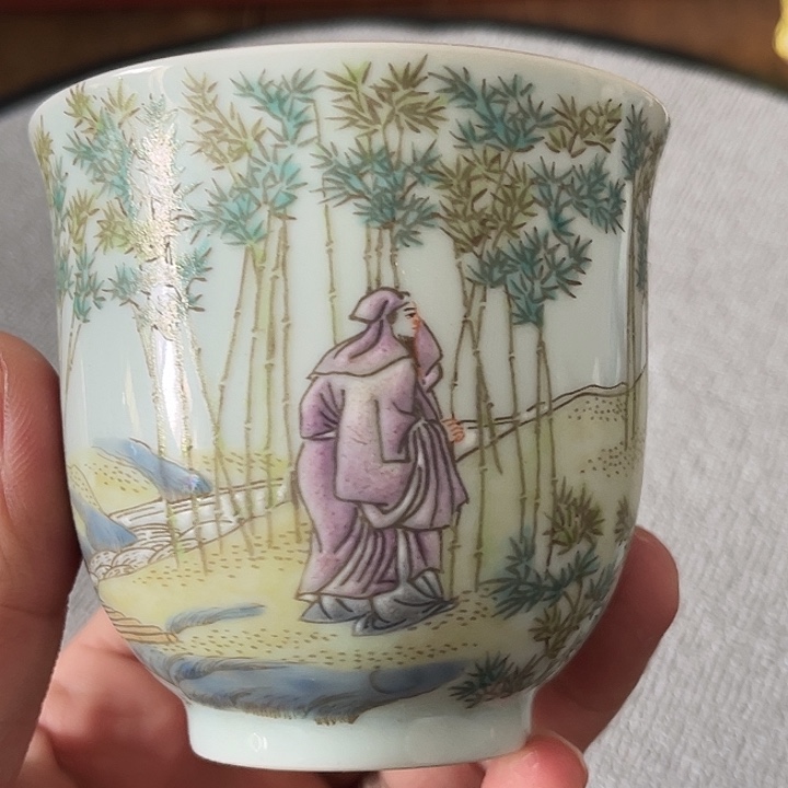 瓷摆件精品陶瓷人物杯