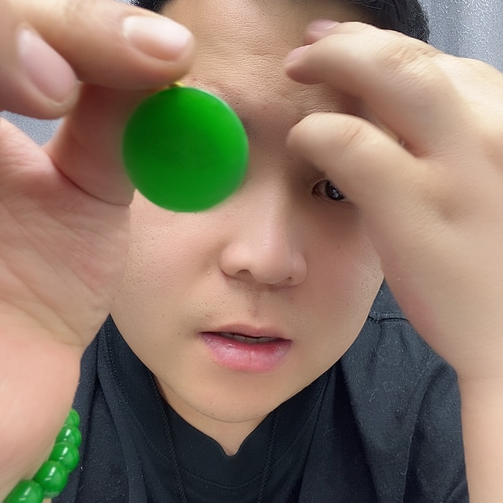 翡翠颈饰14K金镶嵌163无事牌