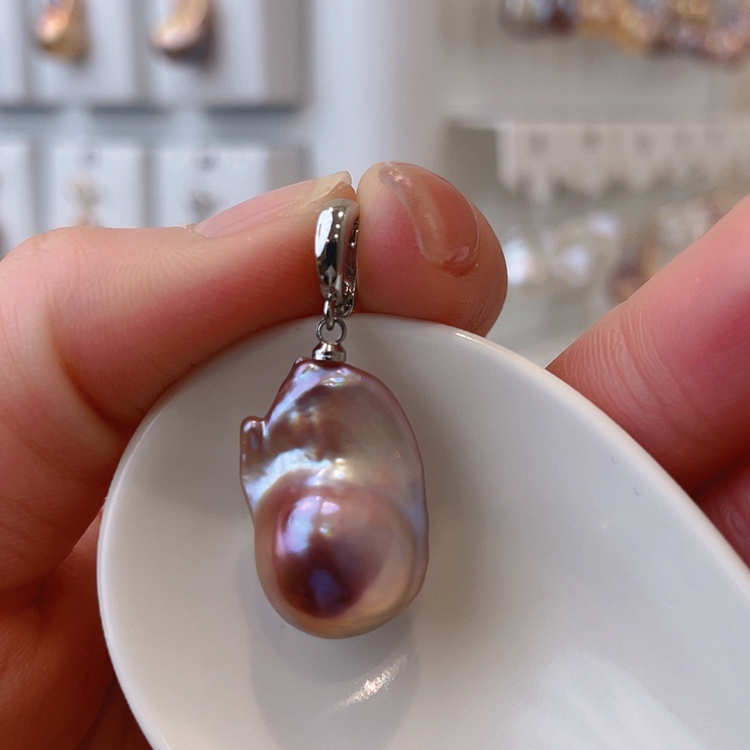 淡水珍珠天然珍珠巴洛克银S925镶嵌