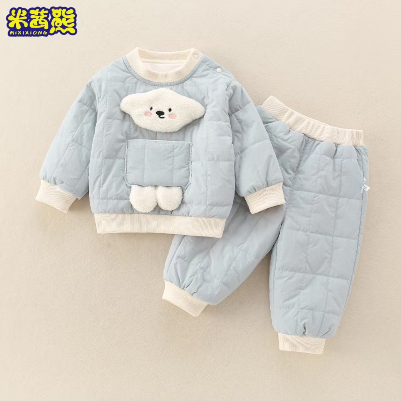 婴幼儿童套装秋冬装2025新款宝宝薄棉夹棉卫衣卫裤秋冬保暖两件套