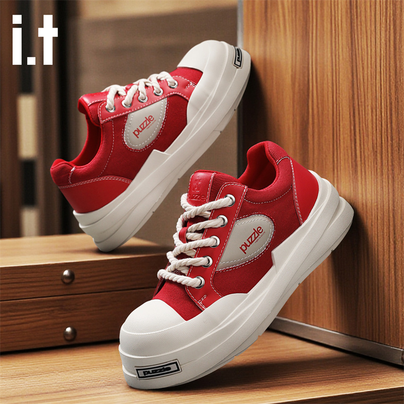 i.tpuzzle冬季新款百搭男鞋时尚休闲板鞋男款厚底增高小白鞋潮鞋